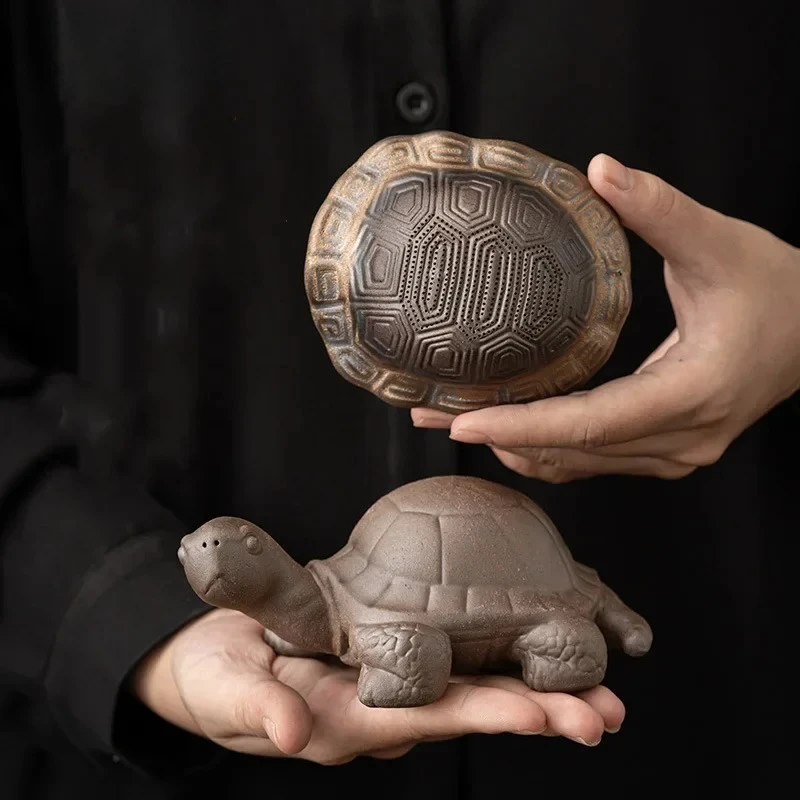 Turtle Tea Strainer Japanese Gilding Iron Glaze All-Ceramic Integrated Turtle Filter Tea Partition  Separator  Accessories