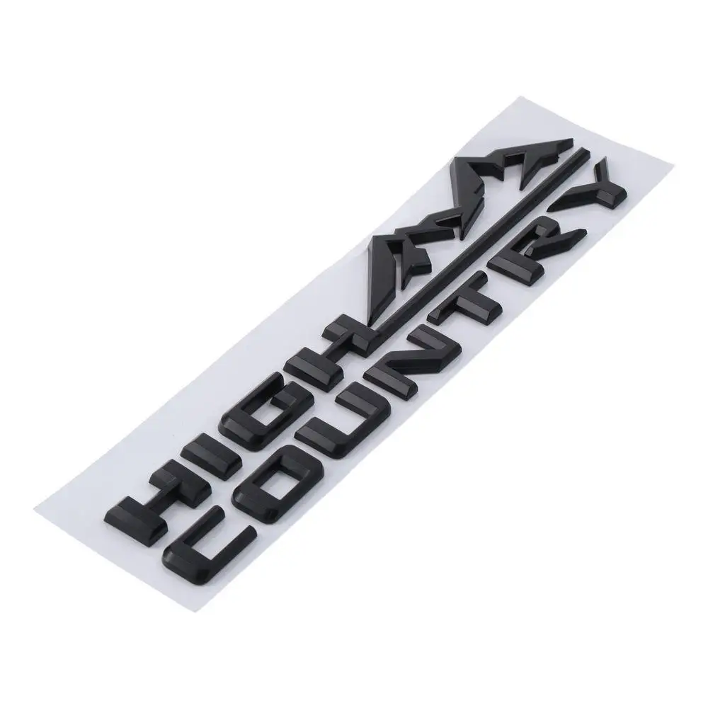 ABS High Country Logo Car Emblem 12.01*2.95in Letter Style Car Bumper Sticker Badge Black Auto Emblem Replacement for Silverado