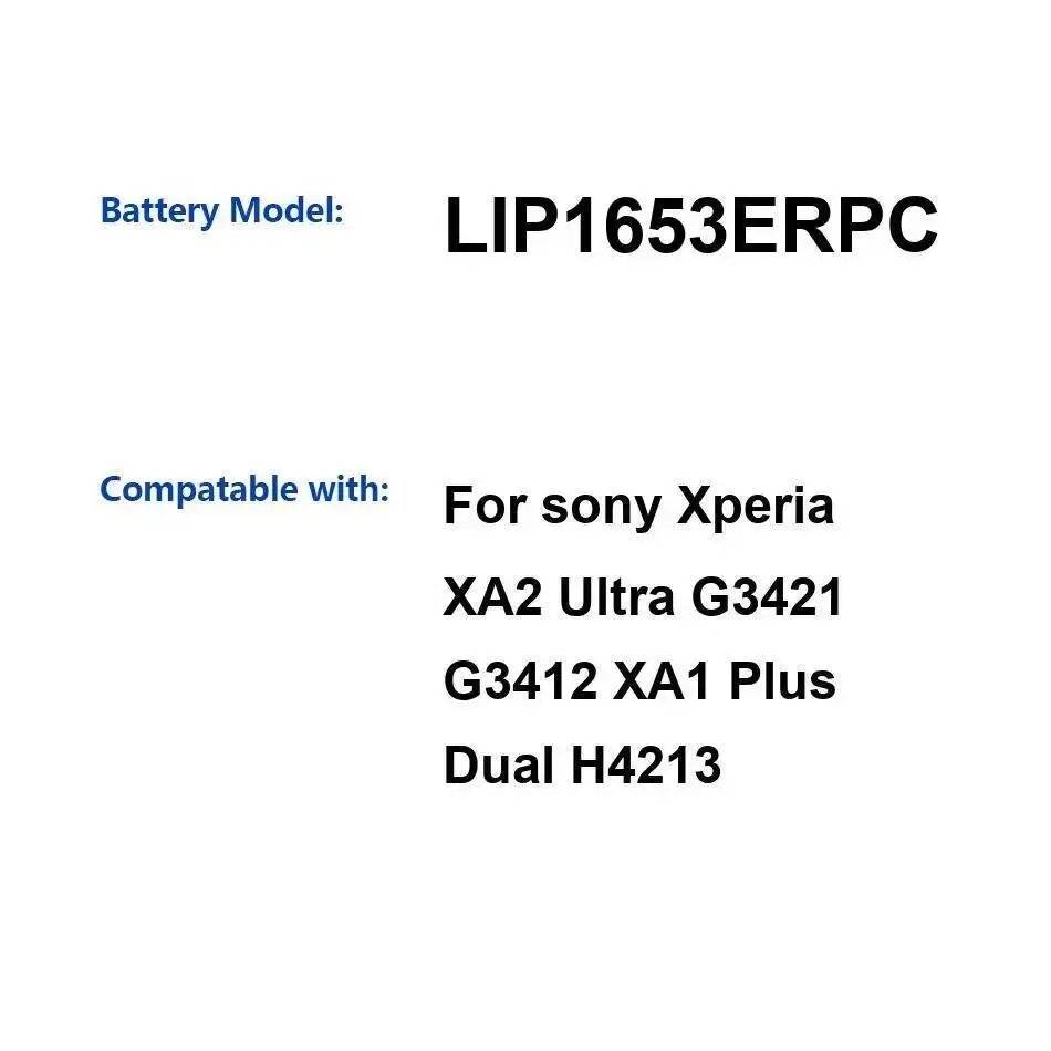 

LIP1653ERPC для Sony Xperia XA2 Ultra G3421 G3412 XA1 Plus Dual H4213 аккумулятор мобильного телефона сейф 3430 мАч