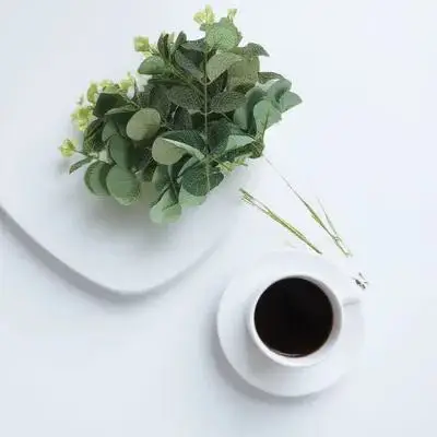 

20Pcs Eucalyptus Leaf Cake Inserting Toppers Artificial Silk Flower Decoration Cupcake Dessert Party Baking DIY Decor