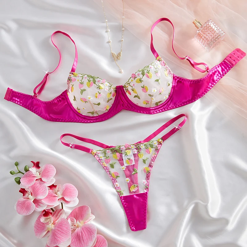 

2025 Sexy Lingerie for Women Floral Embrodiery Bra and Panties Sets Beautiful Transparent Underwear Luxury Intimate Lingerie Set