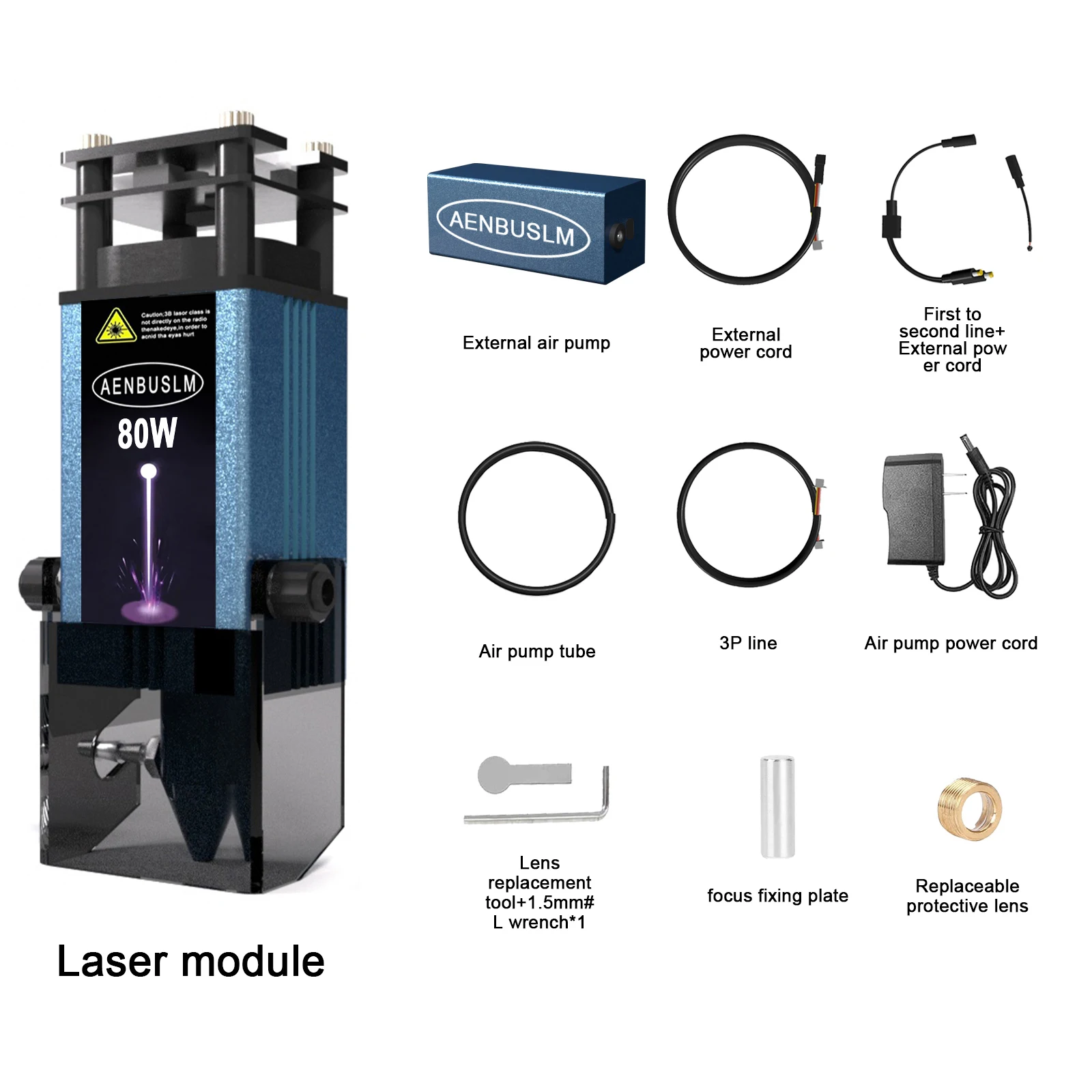 AENBUSLM 40W 80W Modul Pemotongan Laser 450Mm Kepala Ukiran Laser Cahaya Biru dengan Bantuan Udara Pemotong Kayu CNC Ukiran Laser