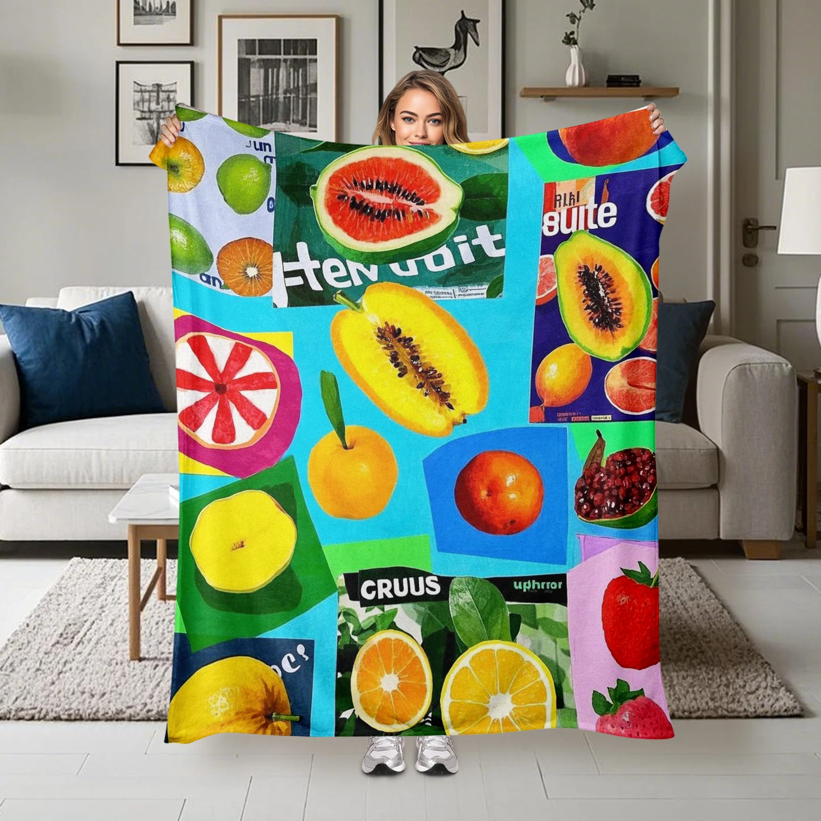 

Stunning Blanket Depicting Grapefruits And Oranges Through Collage Art Brings Nature Into Your Space