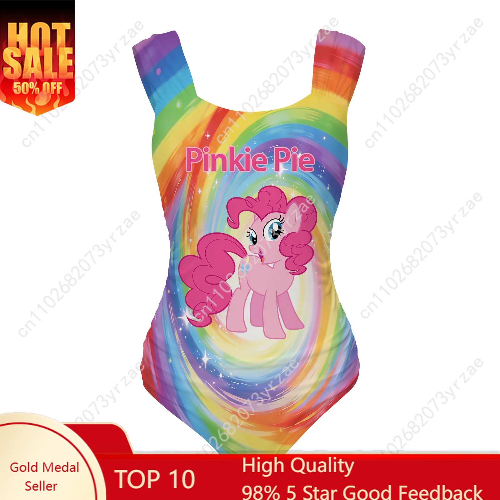 

Pinkie Pie One Piece Swimsuits Womens Wide Strap Bathing Suit My Little Pony Friendship Is Magic Bikini Custom Swimsuit