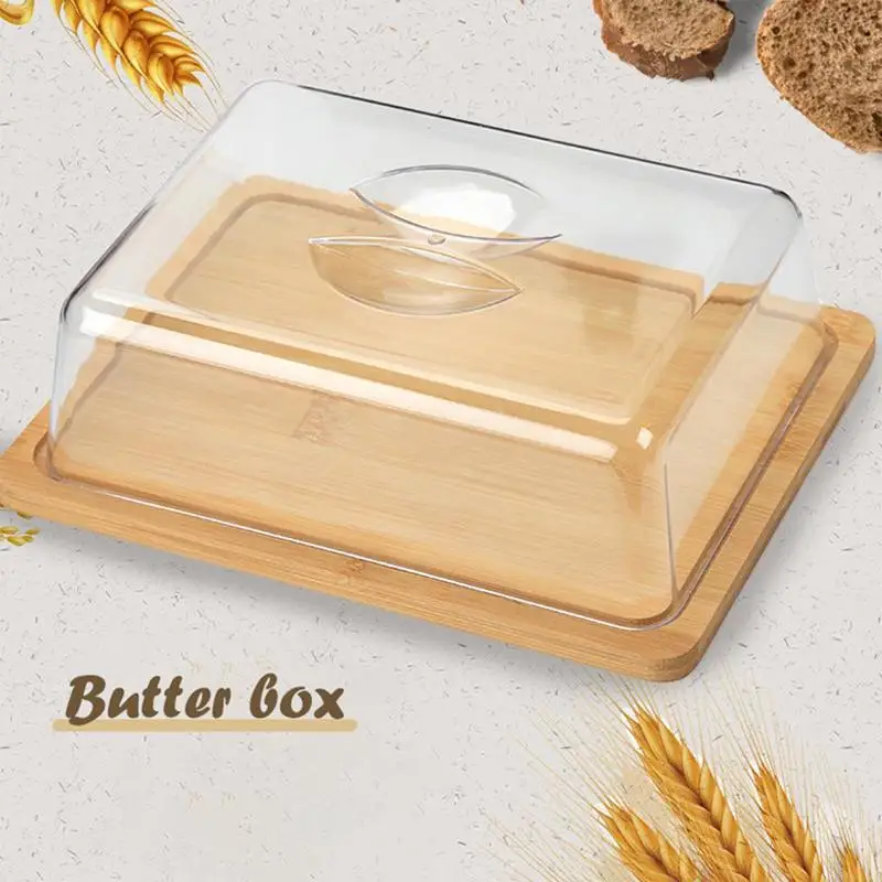 

Butter Dish with Clear Lid Kitchen Grid Relief Boxes Western Food Dessert Holder Dishes Clear Butter Tray for Block of Cheese