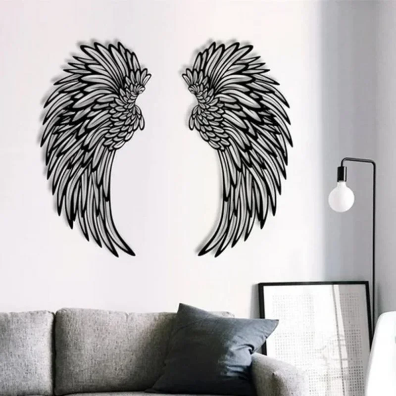 1 Pair Angel Wings Metal Wall Art With Led Lights Angel Wing Wall Art Sculpture Angel Feather Wings Photography Art Sculpture