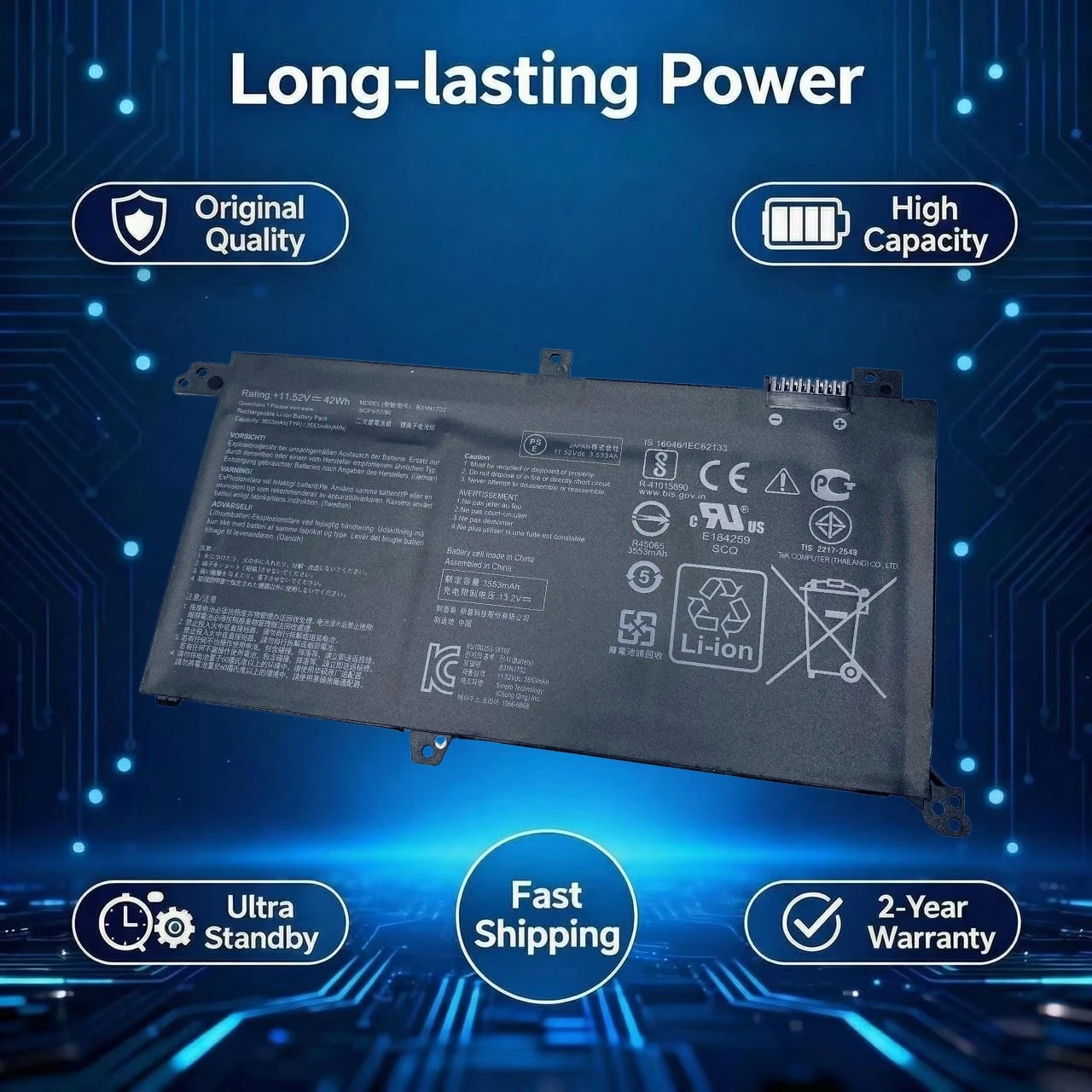 New Original B31N1732 42Wh Laptop Battery For ASUS VivoBook X430UA X430UF X430UN X430FA X430FN X571G X571LH X571GT S4300F S4300U