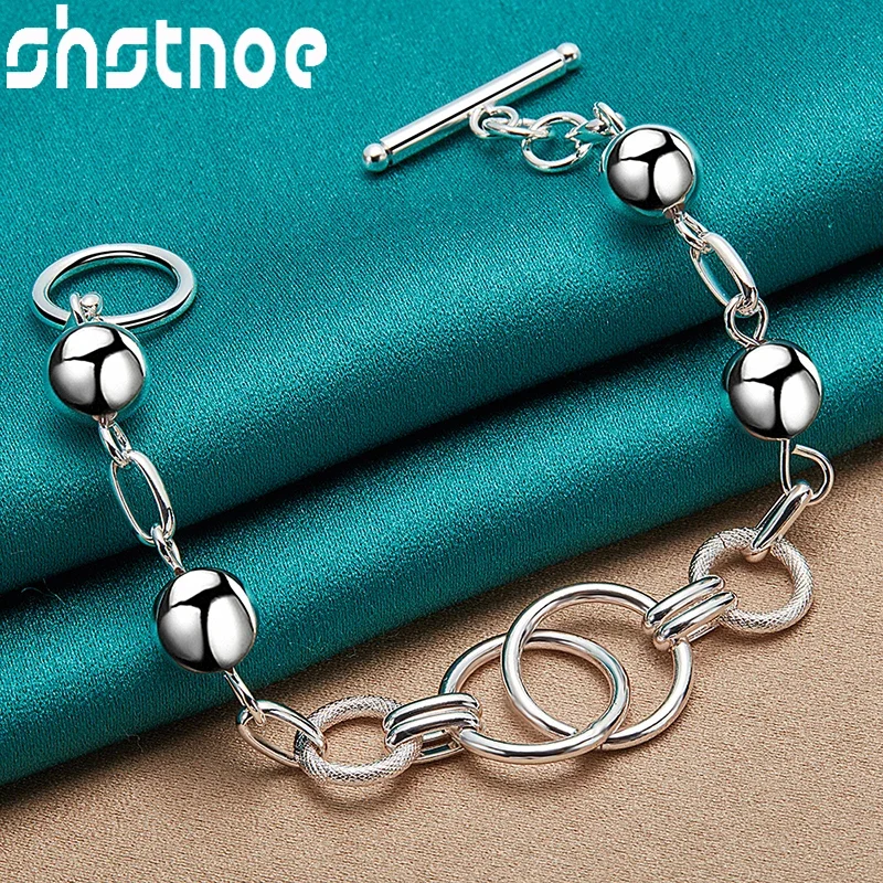 

SHSTONE 925 Sterling Silver Smooth Bead Ball Chain Bracelets For Women Wedding Birthday Engagement Party Fashion Jewelry Gifts
