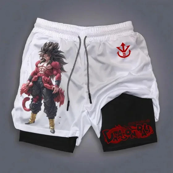 2026 Dragon Ball 3D Print Goku Vegeta Double Layer Shorts Parent-child Set S-2XL Fashion Hot Sale Streetwear