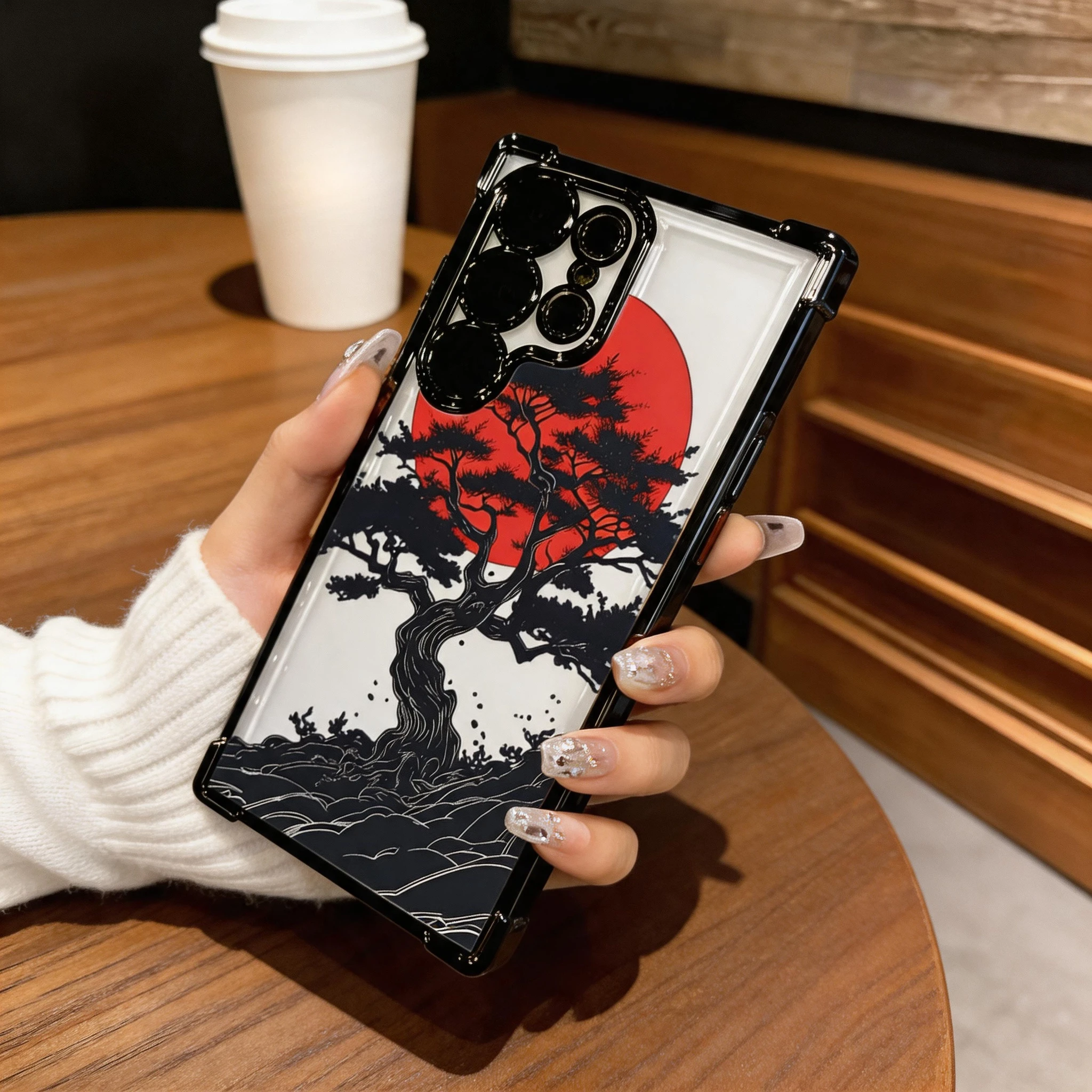 Black Holy Tree Shockproof Four-Corner Phone Case for Samsung Galaxy S26 S25 S24 S23 FE Ultra Plus Edge A57 Series