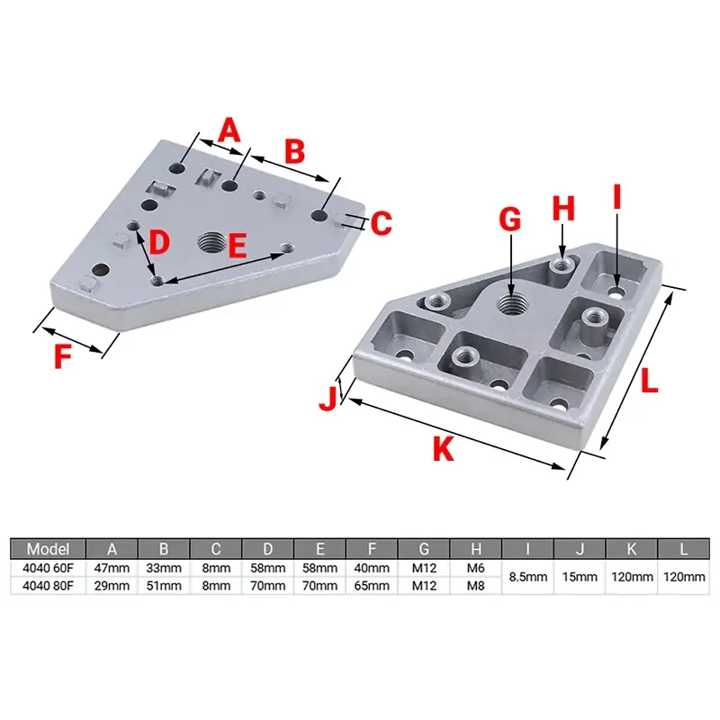 3D Wholesale Swivel Caster Mounting Plate 4040-60F/4040-80F for 3D Printer Parts