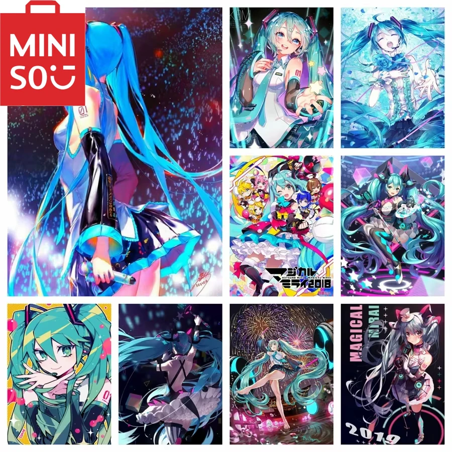 

MINISO DIY Oil Painting By Number Japanese Cartoon Girl Miku Home Decoration Wall Living Room Decor Best Gift Frameelss