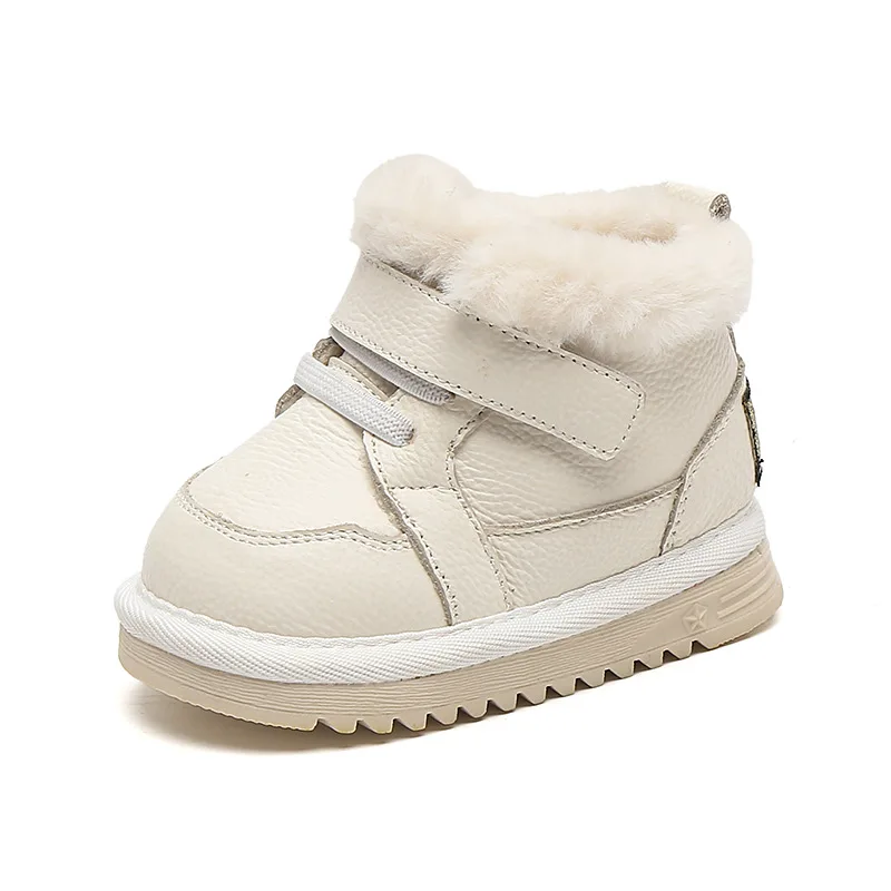 جلد البقر طفل حذاء الثلوج 2025 الخريف جديد مع أفخم حذاء المشي الطفل سميكة الدافئة فتاة حذاء ماركة حذاء طفل لينة وحيد فتاة التمهيد #5