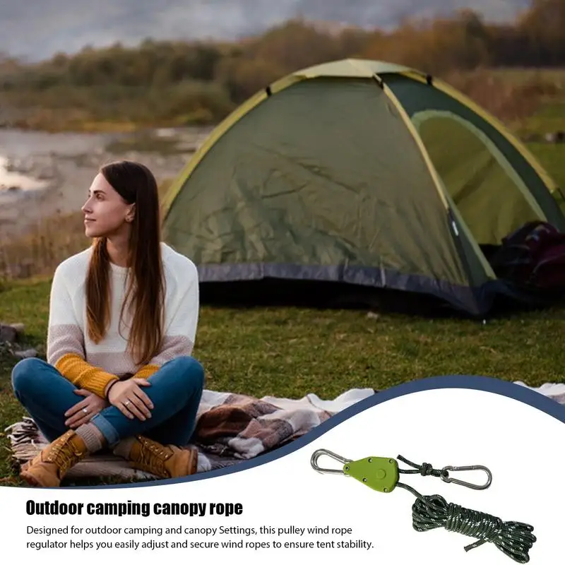 Camping Rope For Tarp Tent Cords Camping Rope Camping Cord Weatherproof Hiking Rope Adjustable Strong Rope With Pulley Tent Rope