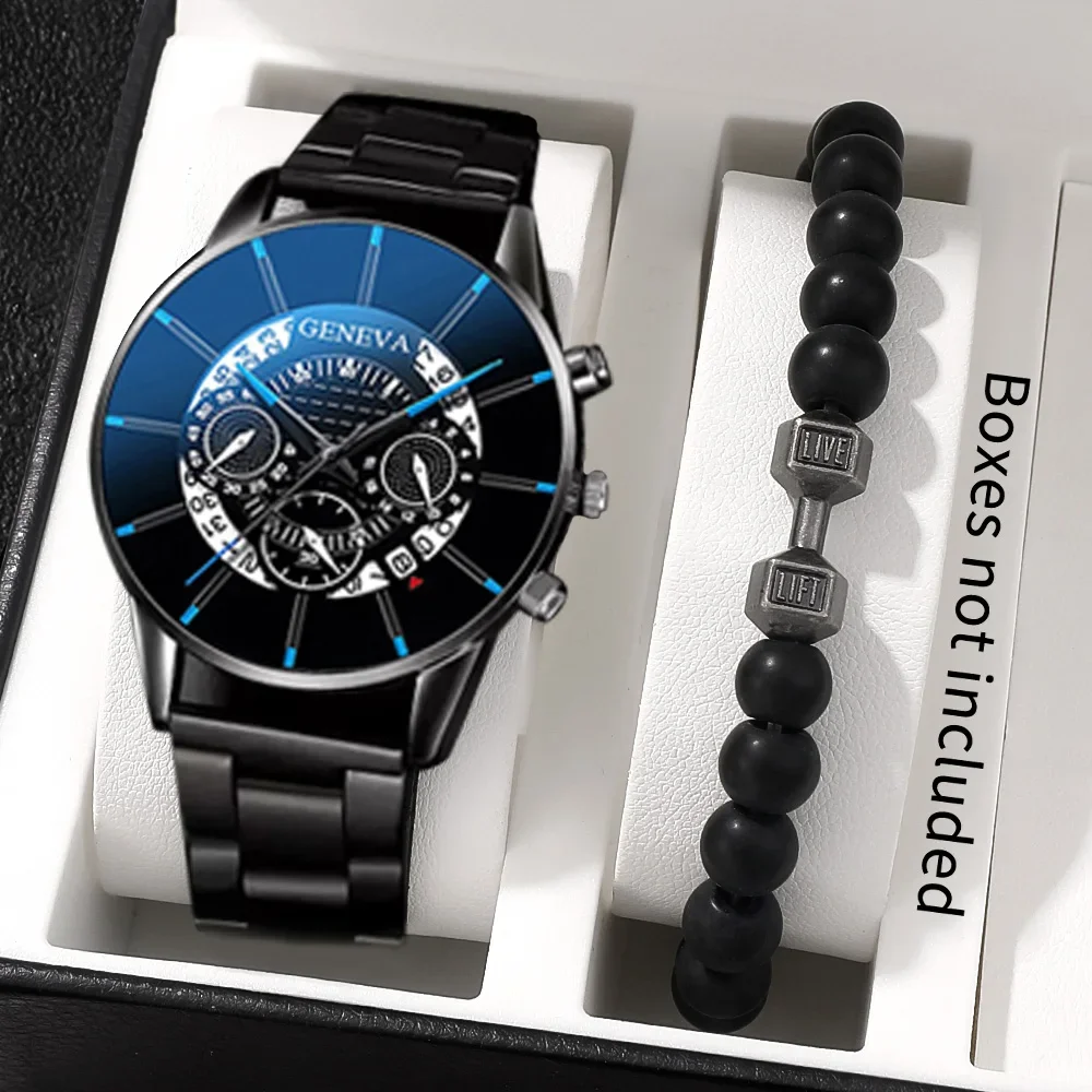 1pc men's fashion watch+1pc accessory combination, handsome dial, fashionable strap,good choice for daily wear and gift giving