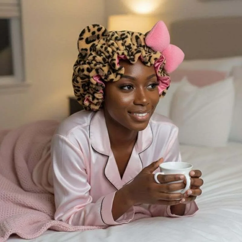 

Плюшевая повязка для волос с 3D-ушками кошки и леопардовым принтом в полоску для женщин, повязка для умывания, водонепроницаемый аксессуар для волос