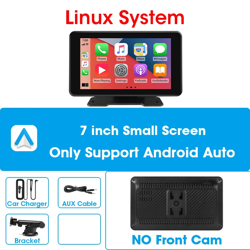 Srnubi 7/10 inch Carplay Auto Smart Screen Draadloze Carplay Android Auto Multimedia Speler AUX Autoradio voor Apple Android Stereo