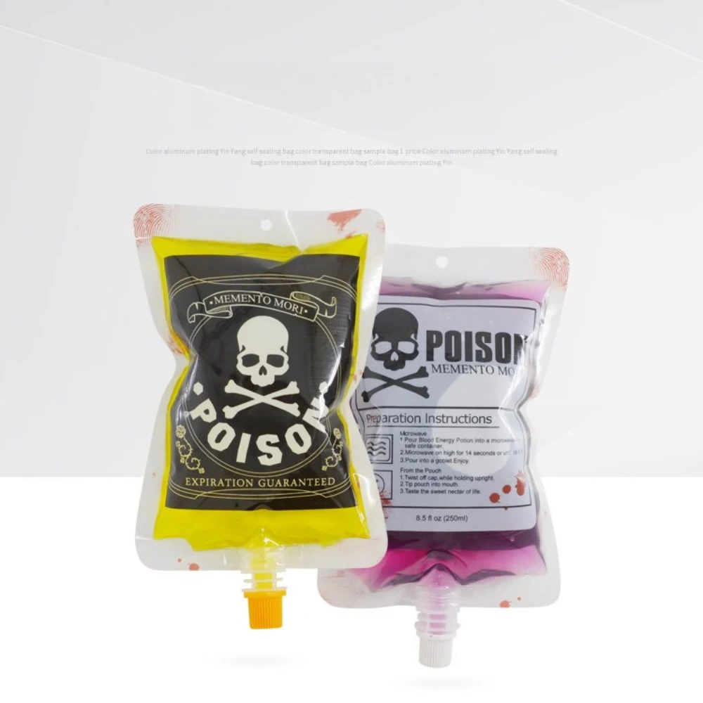 250ml Spooky Skull Head Themed Spout Pouch + Funnel Hook Gift Spout Pouch Halloween Style