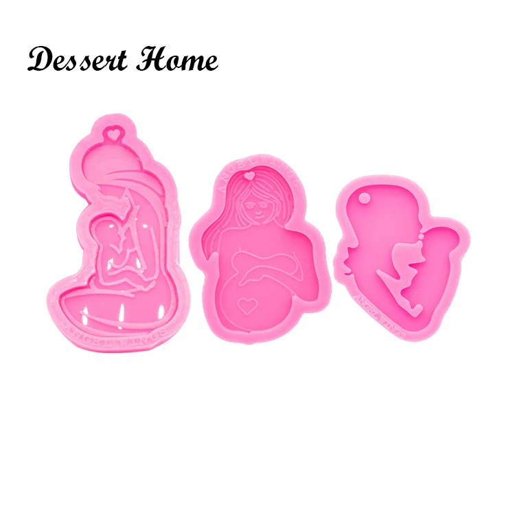 DY0387 Shiny Mom baby Mold Resin Craft, PREGNANT LADY Silicone Mould for Epoxy Resin, Keychain Molds, DIY Resin jewellery making