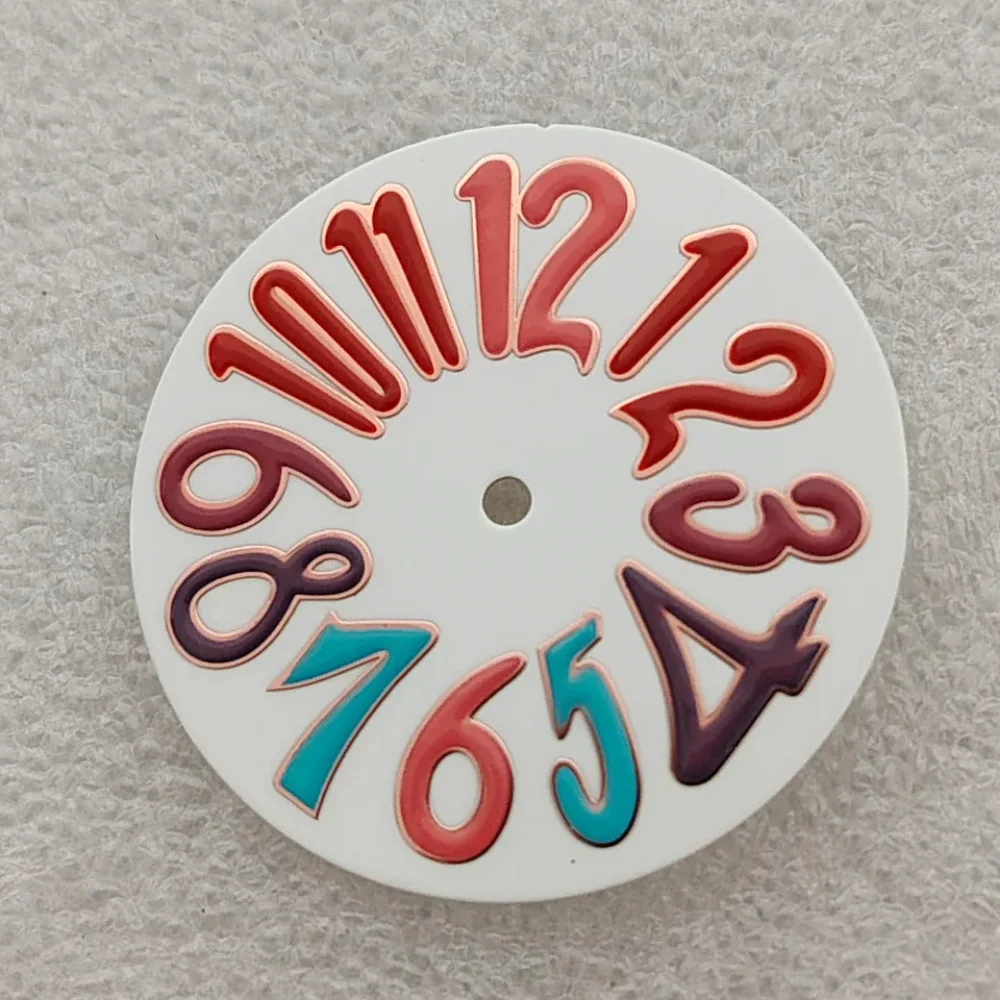 NH35 33.2mm Digital Watch Dial Enamel Pearl Personality Watch Face Hands Combination for NH35 Movement