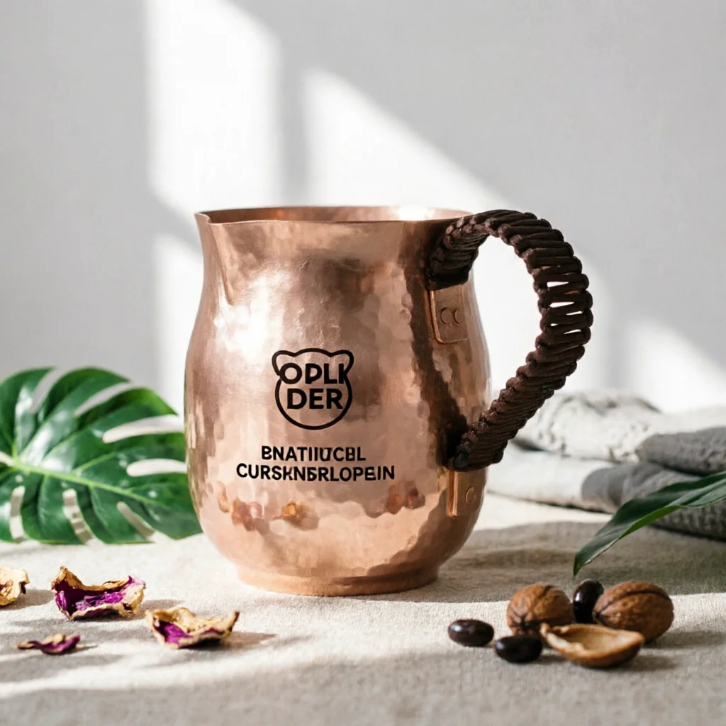 Serving Pitcher Hammered Tea Cup Pitcher with Handle Artisanal Vessel Tight Seal for Home Brewing
