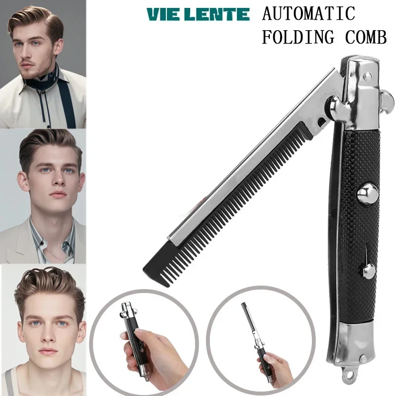1PC Schalter Klinge Kamm männer Styling Schalter Klinge Frühling Tasche Tragbare Öl Kamm Haar Schneiden Spielzeug Automatische Taste pinsel Barber