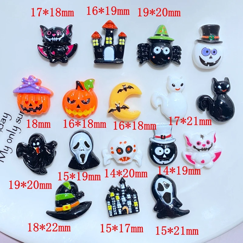 10Pcs New Mini Cute Cartoon Halloween Bat Series Flat Back Resin Cabochons Scrapbooking DIY Jewelry Craft Decoration Accessorie