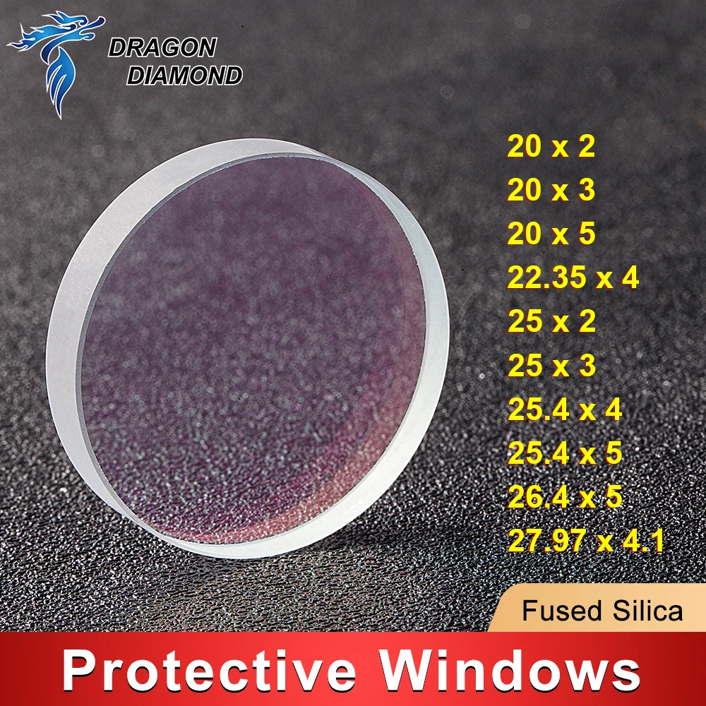 

10pcs/Lot Laser Protective Windows Quartz Fused Silica Lens For 1064nm YAG Fiber Welding Cutting Head Machine parts