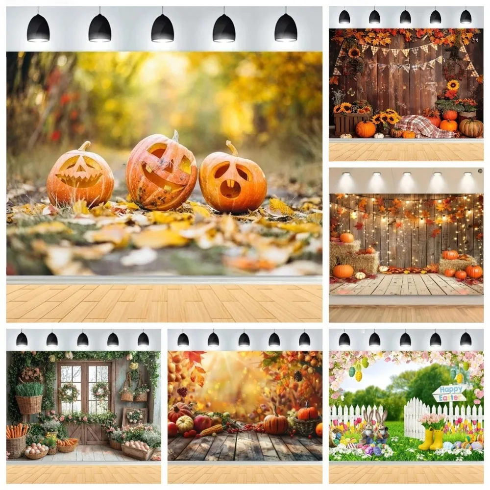 

Spring Easter Bunny Easter Egg Pumpkin Party Banner Background Cloth, Children Birthday Party Decoration Photography Background