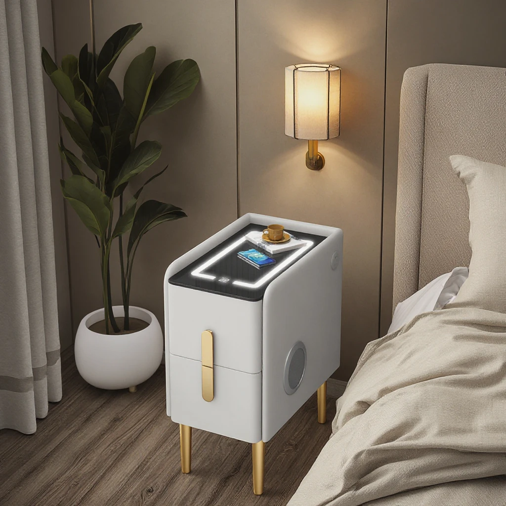 الحديثة 30 سنتيمتر منضدة ضيقة تخزين ذكي عالية الشعور ضوء فاخر بسيط جديد لوحة غرفة نوم خزانة بجانب السرير الميزات #4