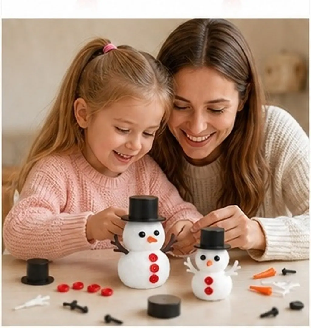 Christmas Snowman DIY Material Set Handmade Craft Kit Develop Imagination Fine Motor Skills Realistic Lovely Decor