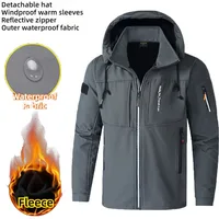 KB Chaquetas de exterior para hombre, cortavientos con forro polar, chaqueta cálida de invierno impermeable para hombre, sombrero desmontable, abrigos para hombre