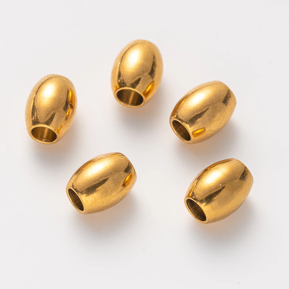 20 قطعة ثقب كبير الفولاذ المقاوم للصدأ برميل خزر عازل مصقول المعادن البيضاوي سحر فضفاض صالح الأوروبي سلسلة سوار صنع المجوهرات #2