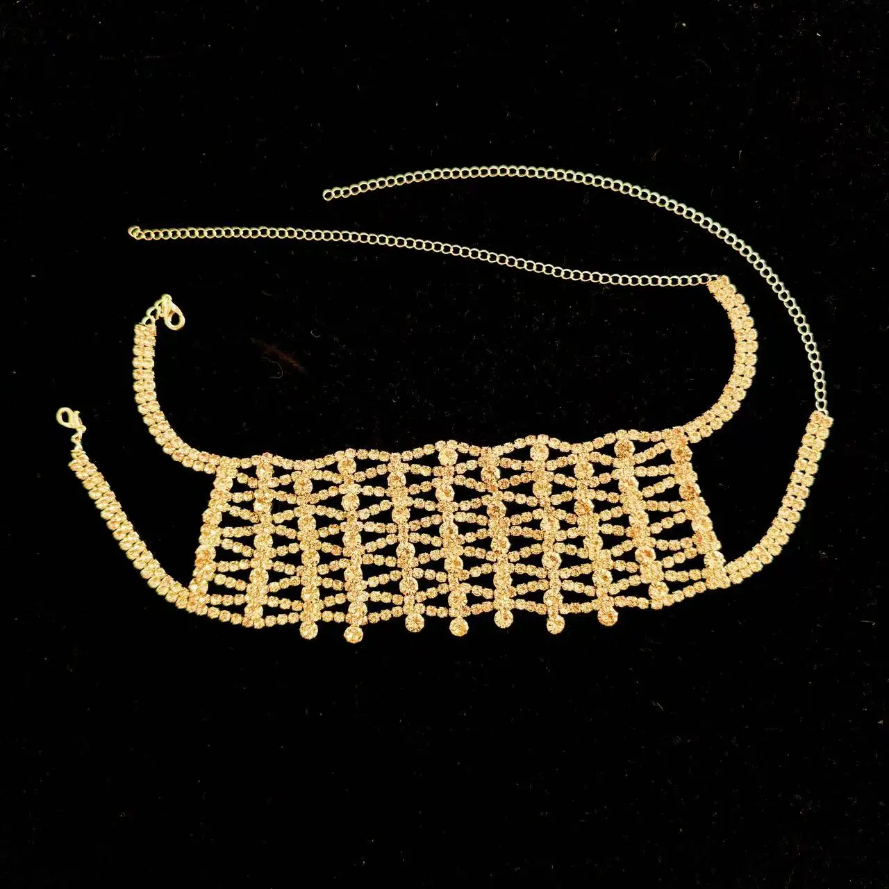 1 قلادة نسائية عصرية متعددة الطبقات من حجر الراين غير منتظمة، إكسسوار قلادة مجوهرات زفاف العروس #5