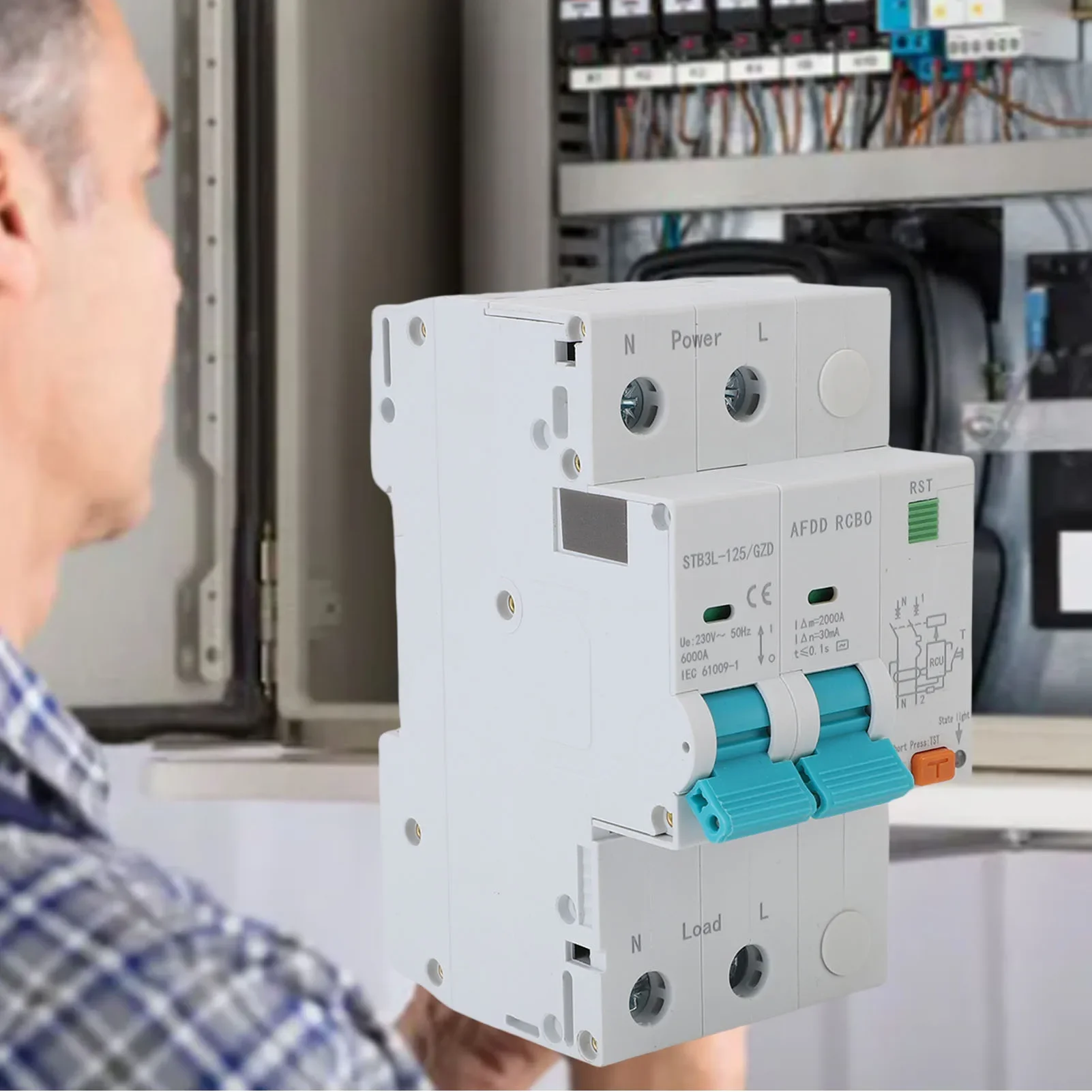 AFDD Arc Fault Protector Device 2P RCBO RCCB Circuit Breaker Interrupted Overload Earth Leakage Short Circuit Protecting