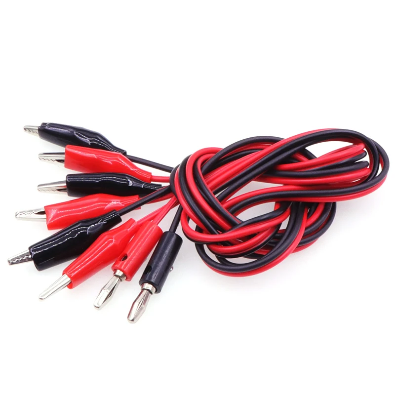 1M Alligator Cilp to AV Banana Plug Test Cable Lead Connector Dual Tester Probe 35mm Crocodile Clip for Multimeter Measure Tool