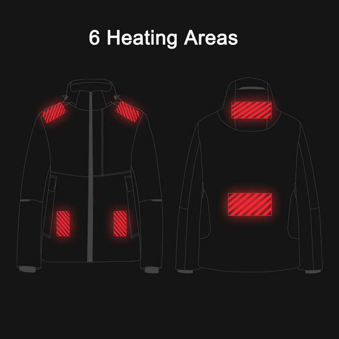 Xiaomi SKAH 6 Heating Areas Jackets Graphene Electric Heated Jacket Men Winter Warm Heating Jacket with Hooded Thermal Clothing