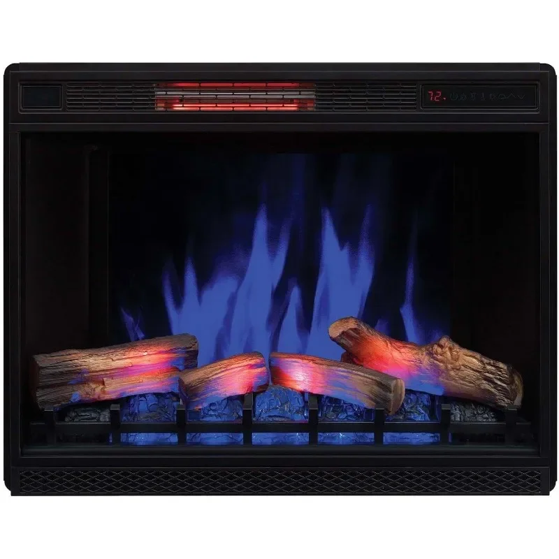 ClassicFlame 33" 3D Infrared Quartz Electric Fireplace Insert with Safer Plug and Safer Sensor, Black