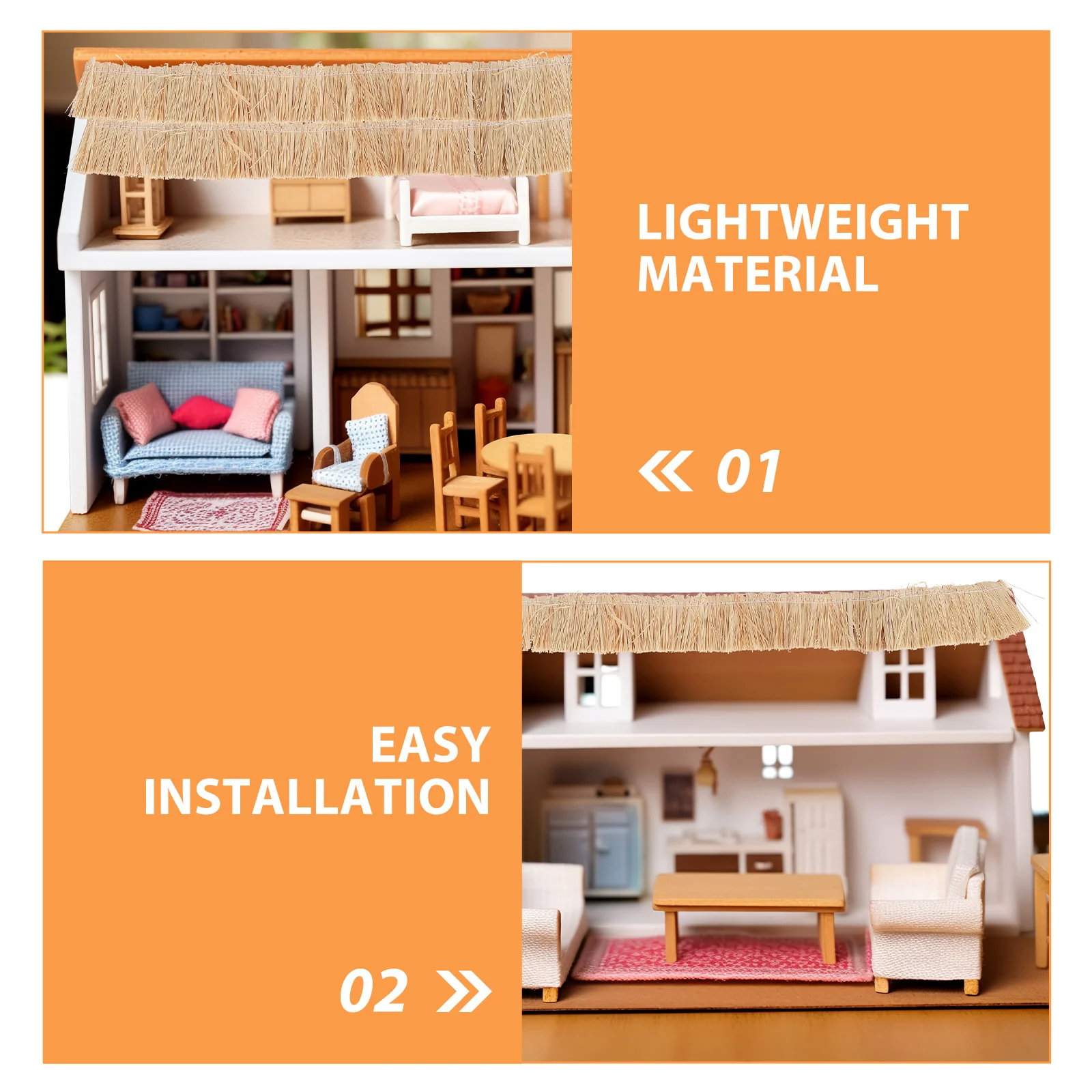 9 pezzi in miniatura artificiale erba di paglia rotolo di tetto piccolo tetto di paglia decorazione finto tetto di paglia per casa delle bambole Diorama fata