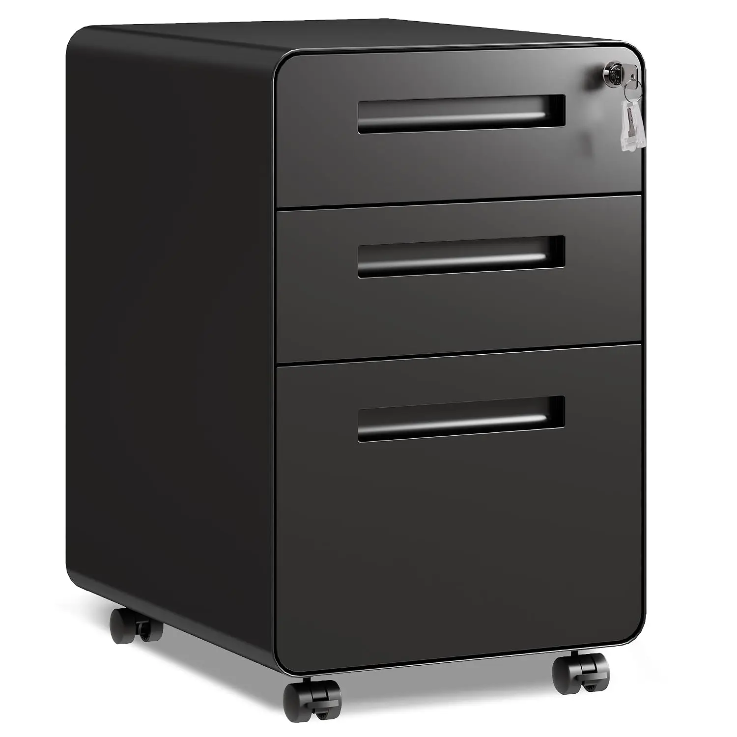 Metal File Cabinet with Lock 3 Drawer Mobile Under Desk Office Storage Letter Legal Size, Customized