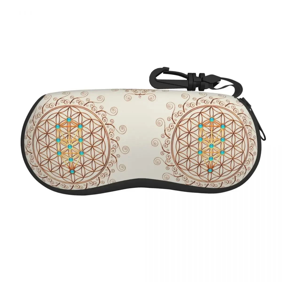 Flower Of Life Sunglasses Case Neoprene Zipper Sephiroth Sacred Geometry Mandala Shell Eyeglass Case Protective Box For Glasses