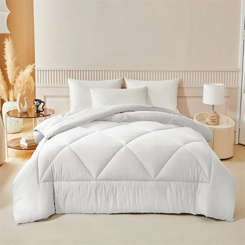 

2024 New Autumn Quilt Solid Color Comforter For Spring Winter Brush Polyester Fibre Home Hotel Bedding Single USA Size 264*230cm