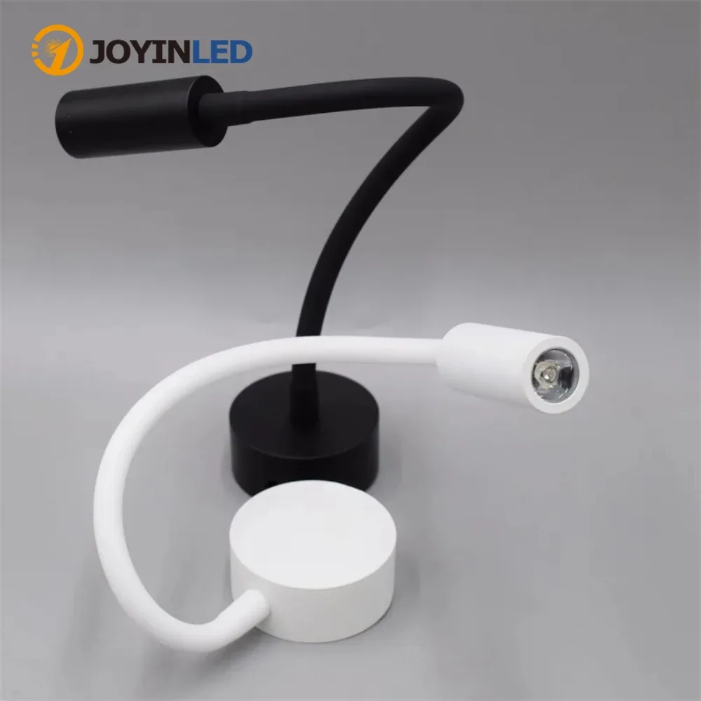 

JOYINLED Wall Lamps Modern Design Black White Gooseneck Spotlight for Bedroom Headboard Desk Decorative Led Light Fixture