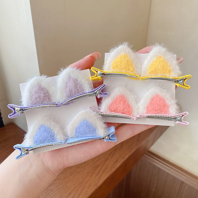 New Plush Cat Ears Hairpins Women Sweet Barrettes Kids Fashion Ornaments Gift Girls Cute Hair Clips Hair Accessories