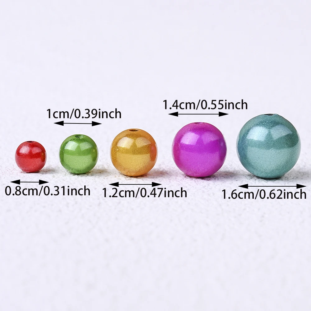 10-50 Stück 8/10/12/14/16MM Gemischte Acrylperlen Bunte Runde Mattierte Schimmernde Lose Zwischenperlen für DIY Schmuckherstellung und Bastelarbeiten – Detail 2