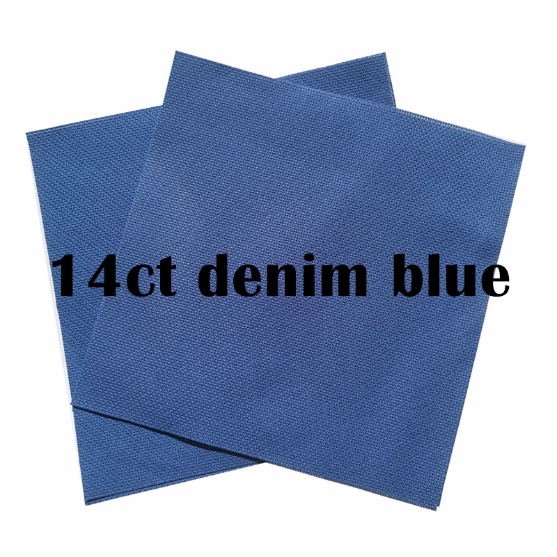 14ct denim blue canvas Aida cloth cross-stitch fabric DIY handmade needlework sewing crafts