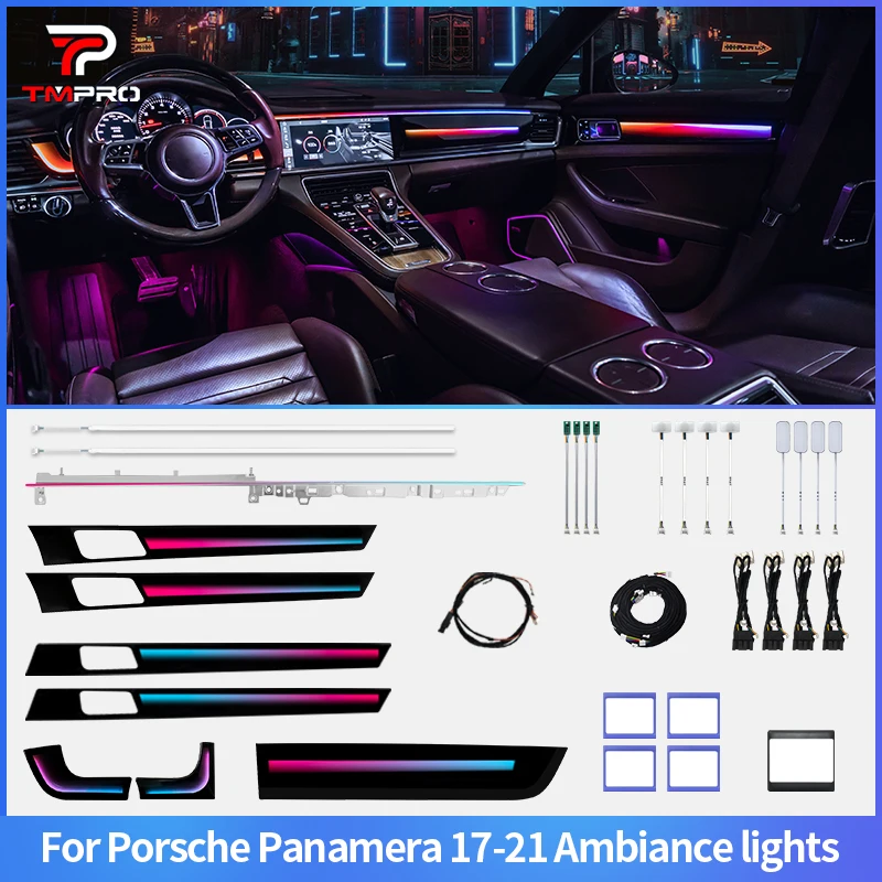 TMPRO 64-color LED ambient light strip with safety assist system suitable for Porsche Panamera 2017-2021 interior decoration
