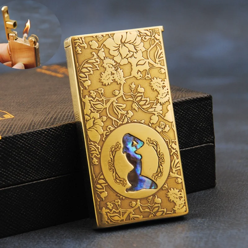 

Zorro ZL8 Copper Ultra-thin Kerosine Lighter Constantine Pattern Personalized Engraving Grinding Wheel Lighter