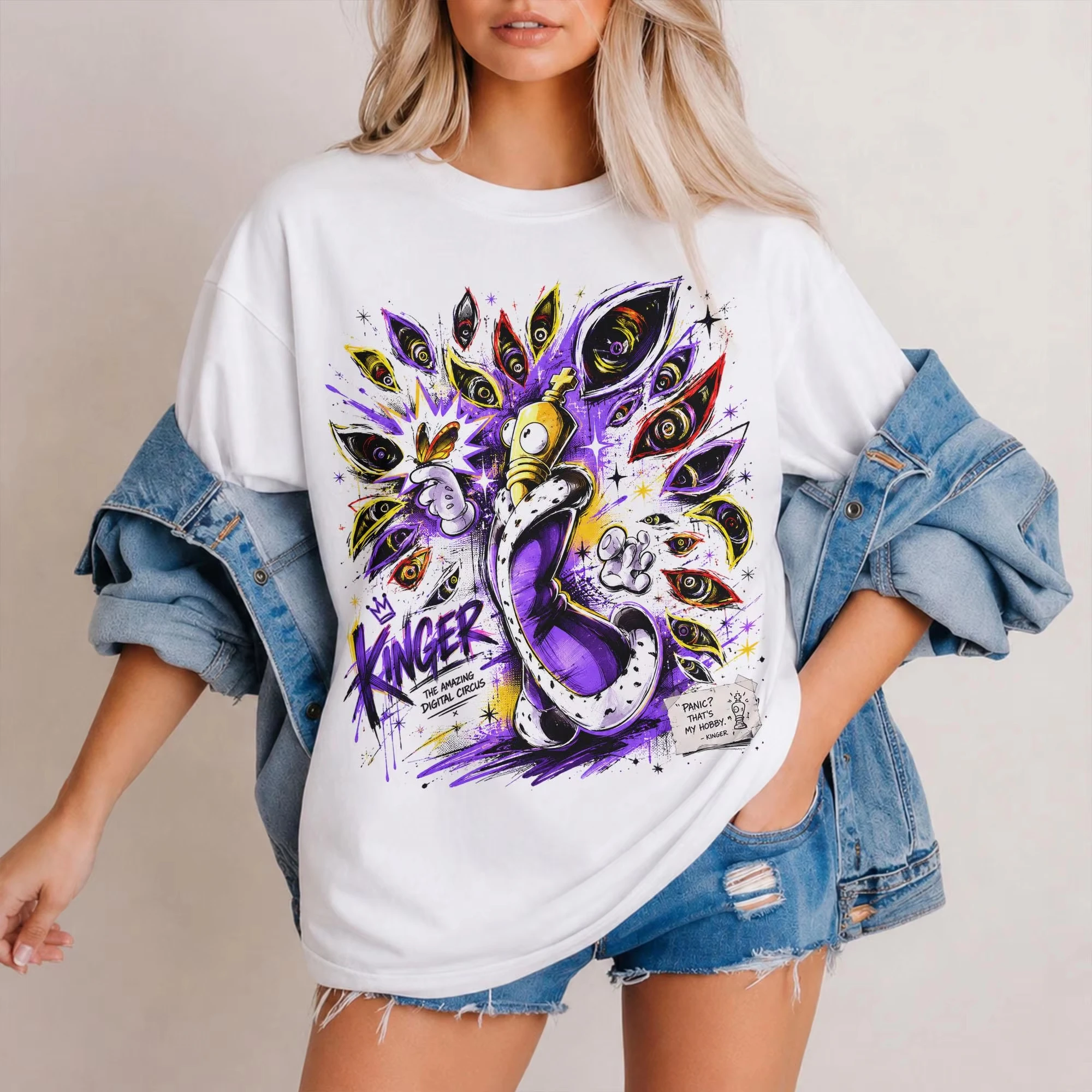 The Amazing Digital Circus Kinger Manga Graphic Print T-shirt Women Men Harajuku Y2K Fashion O-neck Cotton Top Oversized Tee