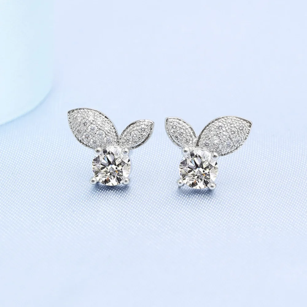 Luxury 1.26CT Moissanite Leaf Sprout Stud Earrings 2024 New Fashion Earrings